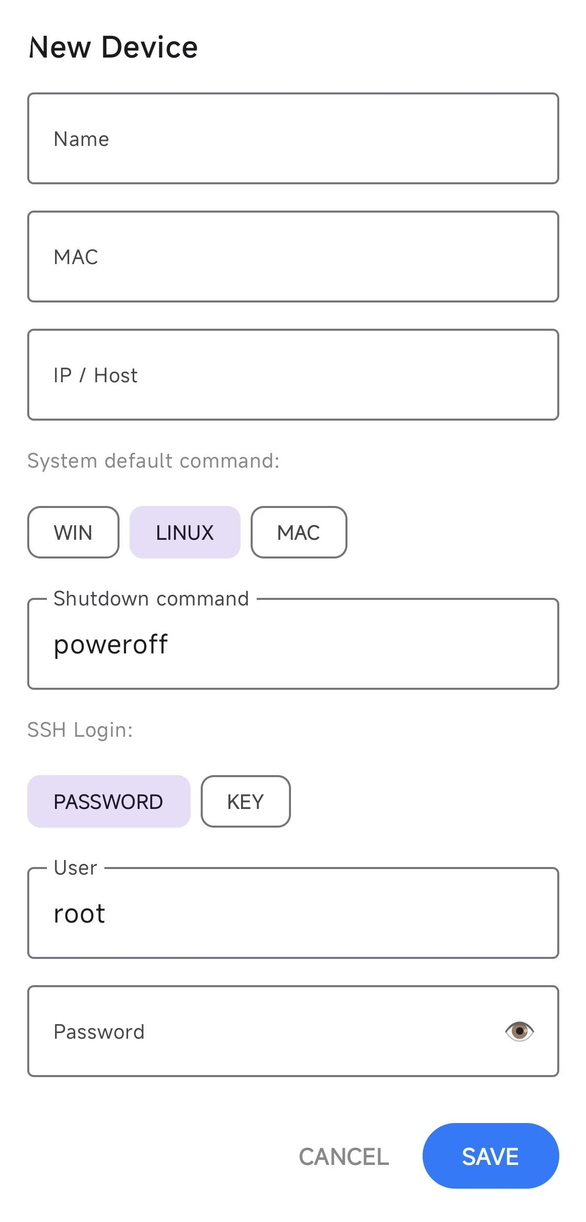 Ekran wprowadzania danych PC